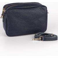Sarta Women's Naomi Italian Leather Crossbody Camera Bag - Navy Blue, Pebbled