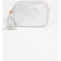 Sarta Women's Beau - Italian Leather Crossbody Bag - Silver, Metallic in Silver