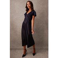 Blue Vanilla Women's Luxe Angel Sleeve Midi Dress in Navy | Size: 8