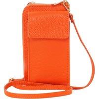 Sarta Women's Emily Italian Leather Phone Purse - Orange, Pebbled in Orange