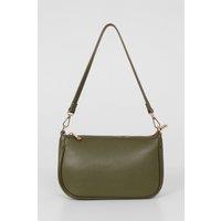 Italian Leather Baguette Bag - Khaki, Pebbled