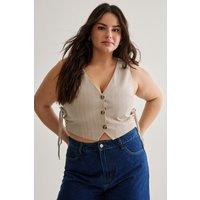 NastyGal Women's Plus Tailored Pinstripe Tie Side Vest in Neutral | Size: 20