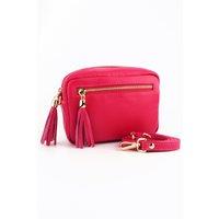 Sarta Women's Fleur Italian Leather Small Crossbody Bag - Raspberry, Pebbled in Raspberry