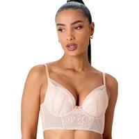 Encore Padded Longline Plunge Bra - Cream