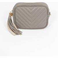 Misty Chevron Crossbody Bag - Light Grey, Pebbled