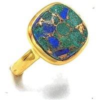 Harfi Women's Azurite & Malachite Gemstone Gold Vermeil Ring | Size: K