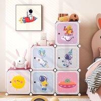 Costway Portable Wardrobe 8-Cube Baby Closet Dresser Storage Organizer in Pink