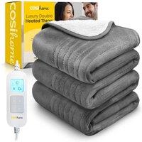 Cosi Home Fleece & Sherpa Electric Heated Throw in Grey | Size: Double