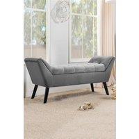 Living and Home Tufted Velvet Buttoned Bench with Raised Arms in Grey