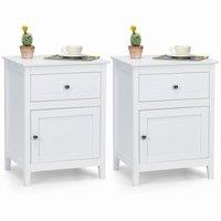 Costway Set of 2 Nightstand Modern Sofa Side Table End Table in White