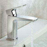 Nes Home Kenson Luxury Modern Bathroom Basin Sink Mono Mixer Single Lever Tap & Waste in Silver