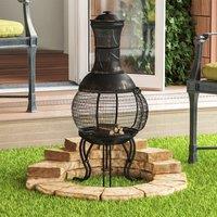 Fire Vida Black and Gold Steel Chimnea Outdoor Fire Pit