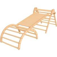 Novecrafto 3-in-1 Toddler Climbing Frame Indoor Playset - Wooden Pikler Set, Montessori Climbing Set in Natural