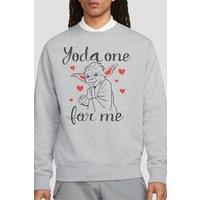 Star Wars Men's Valentine's Day, Yoda One for Me Sweatshirt Light Grey | Size: 2XL