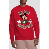Mickey Mouse Men's Christmas Jumper Sweatshirt Red | Size: XL
