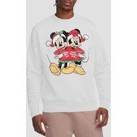 Mickey Mouse Men's Christmas Jumper Sweatshirt White | Size: Small