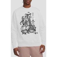 The Nightmare Before Christmas Men's Jack Sally Monster Draw Sweatshirt White | Size: XL
