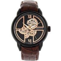 Sanford Semi-Skeleton Leather-Band Watch