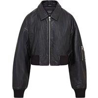 Infinity Leather Women's Oversized Leather MA-1 Bomber Jacket - Warrington in Black | Size: 22