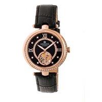 Stella Automatic Semi-Skeleton MOP Leather-Band Watch