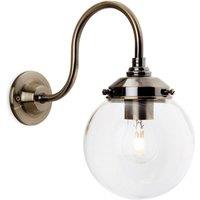 Netlighting Victoria 1 Light Wall Light Antique Brass Clear Glass Shade E27 in Gold