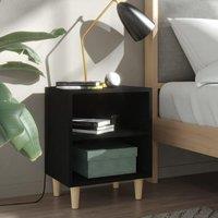 Berkfield Home Bed Cabinet with Solid Wood Legs Black 40x30x50 cm | Size: 40 x 30 x 50 cm