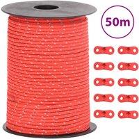 Berkfield Home Tent Guy Rope with Reflective Strips & Spanners 50 m 3 mm in Red