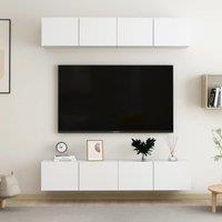 Berkfield Home TV Cabinets 4 pcs White 80x30x30 cm Engineered Wood | Size: 80 x 30 x 30 cm