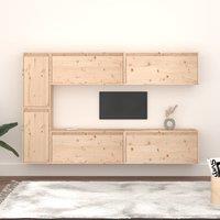 Berkfield Home TV Cabinets 6 pcs Solid Wood Pine in Brown