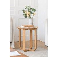 MH London Solid Mango Wood Round Side Table Cross Base End Table for Living Room - Forbes in Natural