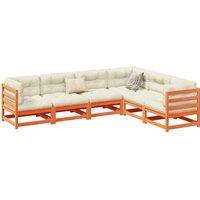6 Piece Garden Sofa Set Wax Brown Solid Wood Pine