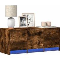 Berkfield Home TV Cabinet with LED Smoked Oak 97x34x40 cm Engineered Wood in Brown | Size: 97 x 34 x 40 cm