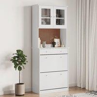 Berkfield Home Highboard ALTA White 77x35x188cm Solid Wood Pine | Size: 77 x 35 x 188 cm