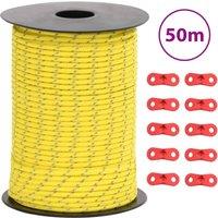 Berkfield Home Tent Guy Rope with Reflective Strips & Spanners 50 m 3 mm in Yellow