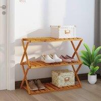 Berkfield Home 3-Tier Folding Shelf Brown 70x31x63 cm Solid Wood Acacia | Size: 70 x 31 x 63 cm
