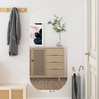 Berkfield Home Wall Mirror 45x100 cm Glass Oval in Silver