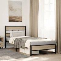 Metal Bed Frame without Mattress Sonoma Oak 100x190 cm