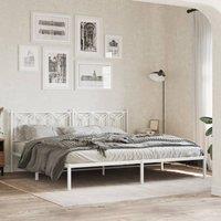 Berkfield Home Metal Bed Frame without Mattress with Headboard White 193x203cm | Size: 193x203 cm