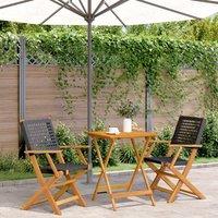 Berkfield Home 3 Piece Bistro Set Black Poly Rattan & Solid Wood