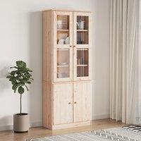 Berkfield Home Glass Display Cabinet ALTA 77x35x186.5 cm Solid Wood Pine in Brown