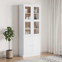 Berkfield Home Glass Display Cabinet ALTA White 77x35x186.5 cm Solid Wood Pine