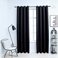 Berkfield Home Blackout Curtains with Metal Rings 2 pcs Black 140x245 cm