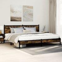 Berkfield Home Metal Bed Frame without Mattress Smoked Oak 200x200 cm in Brown