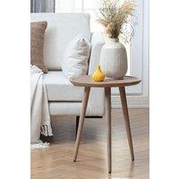 MH London Round Solid Mango Wood Tray Top Side Table, End Table - Electra in Light Grey
