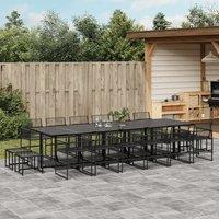 Berkfield Home 17 Piece Garden Dining Set Black Poly Rattan