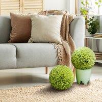 Costway 2 PCS Artificial Plant Decoration Indoor Outdoor 28cm Decorative Balls in Green