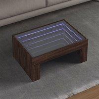 Berkfield Home Coffee Table with Infinity LED Brown Oak 70x50x30 cm | Size: 70 x 50 x 30 cm
