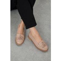 Dorothy Perkins Women's Wide Fit Leigh Fringe Loafers in Taupe | Size: 5