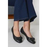Dorothy Perkins Women's Wide Fit Paris Bow Detail Ballet Pumps in Natural Black | Size: 4