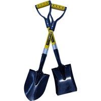 Pegdev Compact Micro Shovel Set Square & Round Mouth Fibreglass Handles in Navy